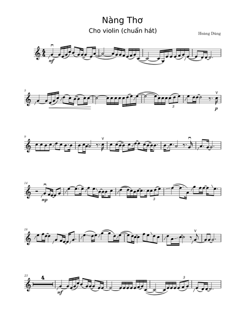 Nàng Thơ – Hoàng Dũng cho violin (bản chuẩn hát)