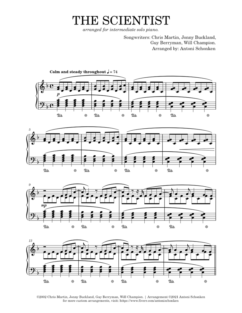The Scientist Coldplay Sheet music for Piano (Solo)