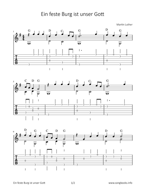 Ein feste Burg ist unser Gott (Arr. Bettina Schipp) - Martin Luther (Solo Guitar)
