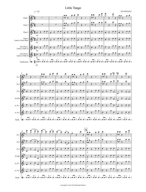 Little Tango for Beginning Flute Quartet - David Burndrett (Flute Solo)