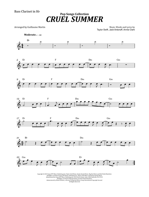 Cruel Summer (Arr. Guillaume Martin) - Taylor Swift (Clarinet Solo)
