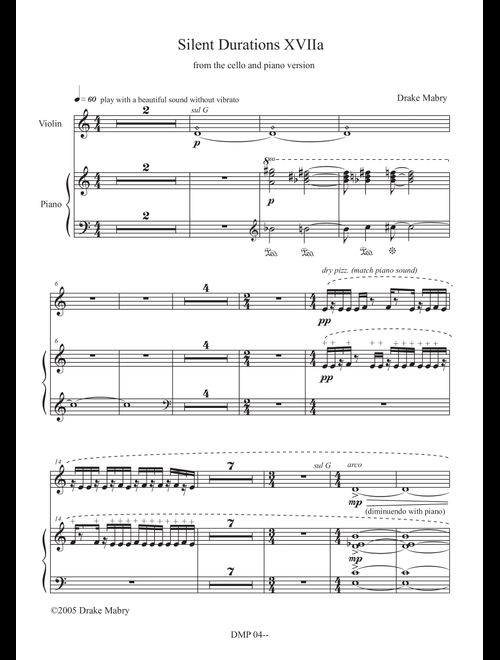 Silent Durations XVIIa (a Zen experience) - Drake Mabry (Violin and Piano)