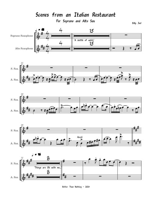 Scenes from an Italian Restaurant - Soprano/Alto