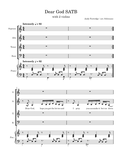 Dear God SATB with Two Violins