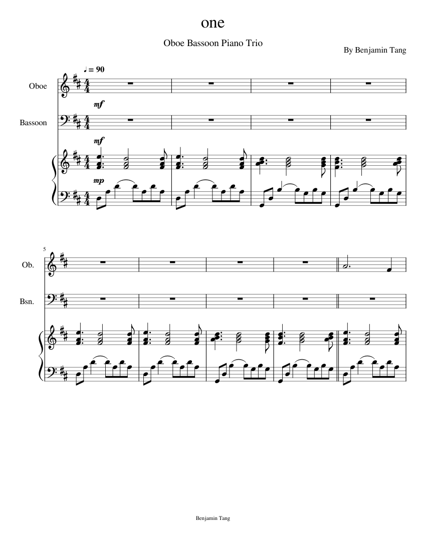 Oboe, bassoon, piano trio Sheet music for Piano, Oboe, Bassoon (Mixed