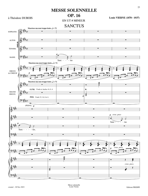 Messe Solennelle En Ut Mineur , 3 Sanctus - Louis Vierne