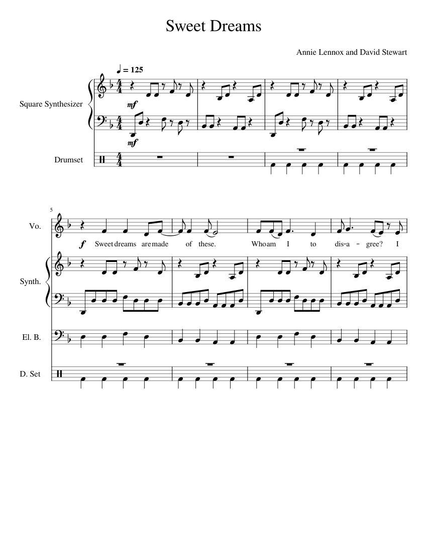 Sweet Dreams (Are Made of This) – Eurythmics Sheet Music for Tuba