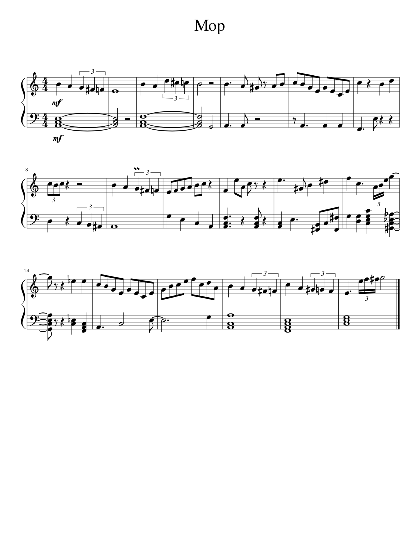 Mop Notes Mop Sheet Music for Piano (Solo) easy | MuseScore.com