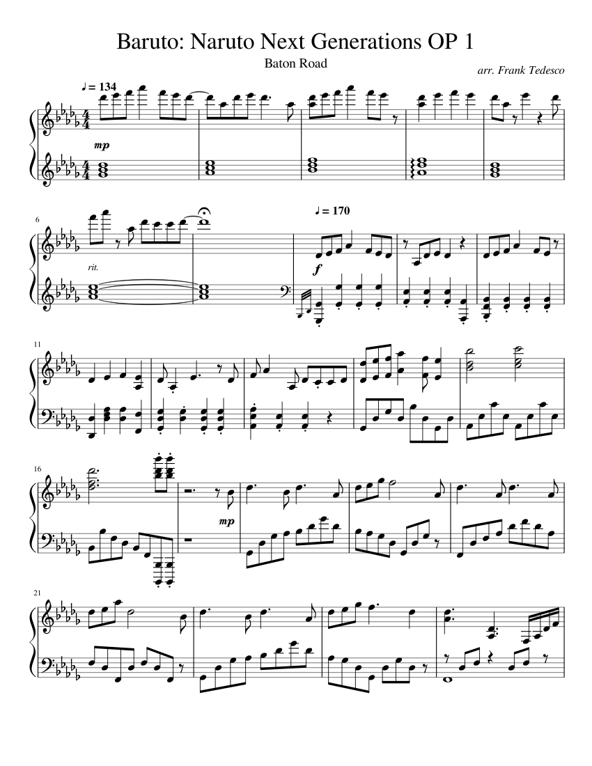 Boruto Naruto Next Generations Op 1 Go Listen To The New One Sheet Music For Piano Solo Musescore Com
