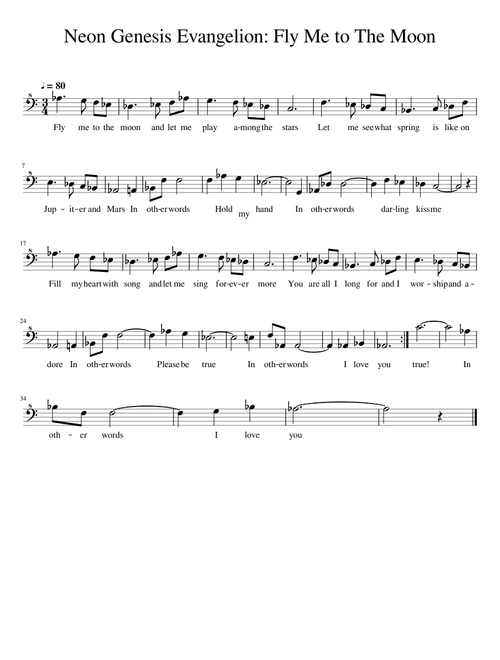 Neon Genesis Evangelion Fly Me to The Moon Baritone Transcribed from alto sax