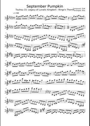 September Pumpkin – ZUN (for solo Bb clarinet) Sheet Music for