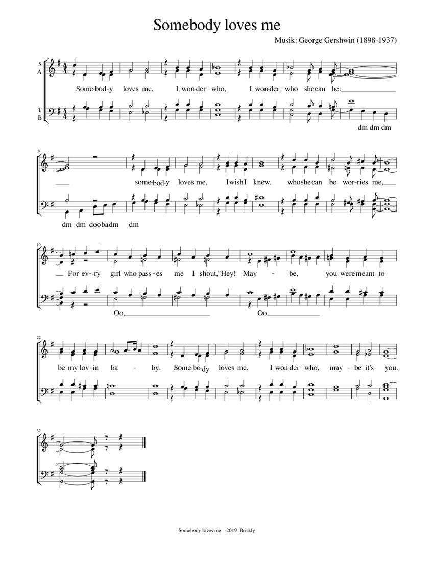 Somebody loves me – George Gershwin Sheet Music for Female, Male ...
