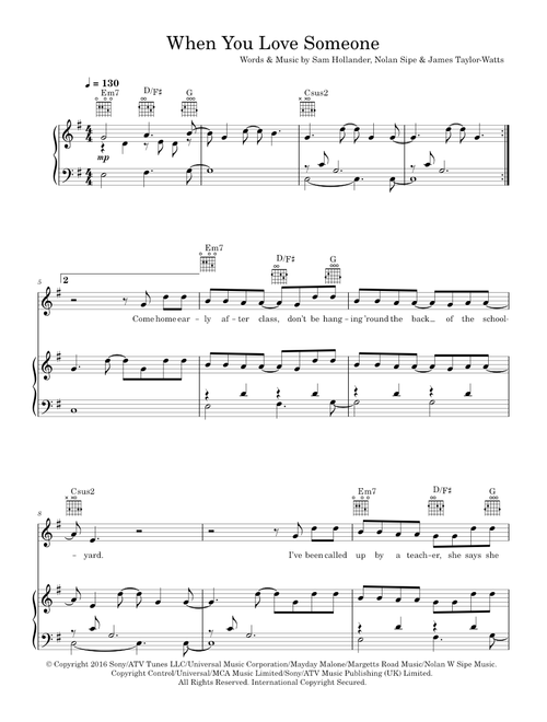 When You Love Someone - James TW (Piano-Vocal-Guitar (Piano Accompaniment))