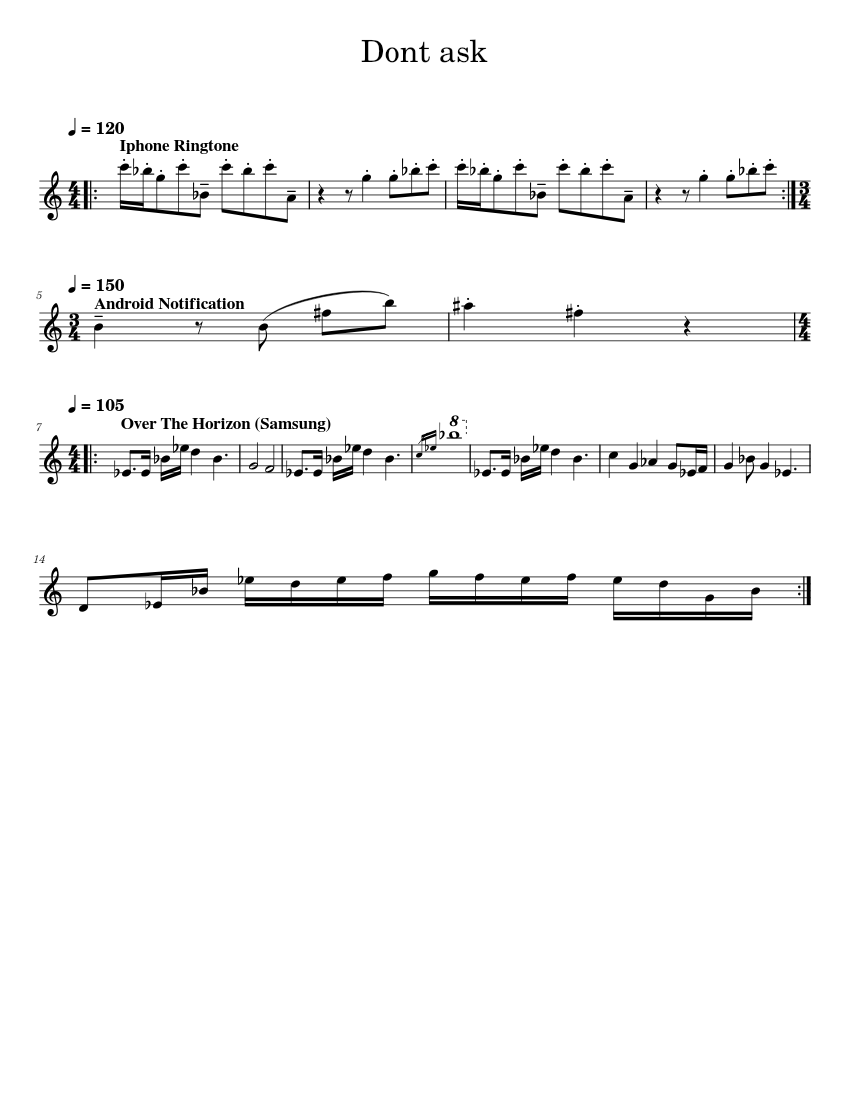 Iphone Ringtone, Android Notification, Over The Horizon (Samsung) Sheet