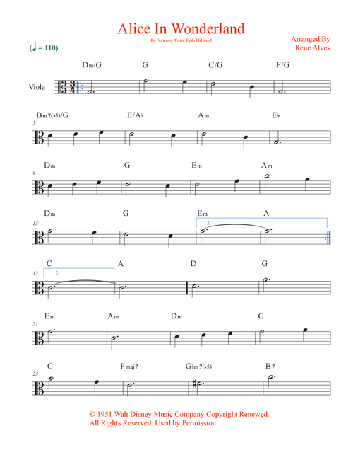 Alice In Wonderland (Arr. Rene Alves) - Bill Evans (Viola Solo)