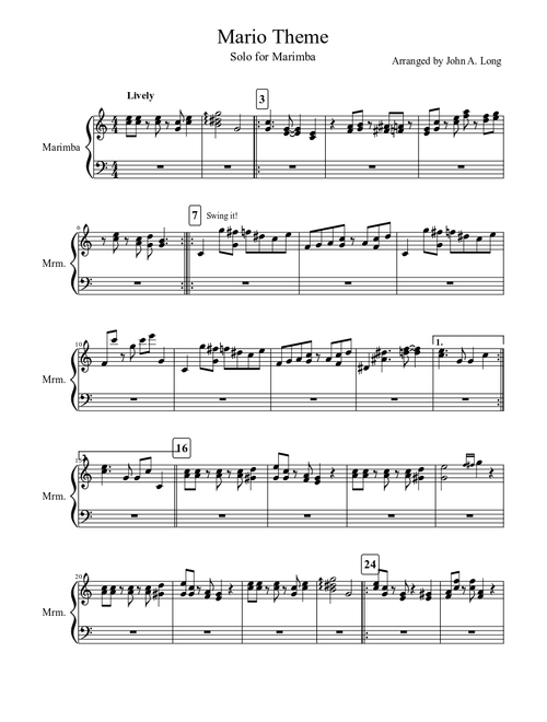 Mario Theme: Solo for Marimba