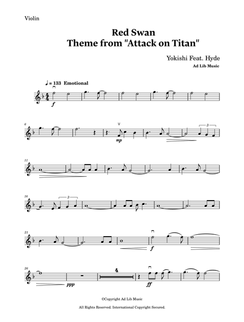 Red Swan (Arr. Charles Lam) - Yoshiki (Violin Solo)