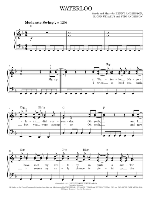 Waterloo - ABBA (Easy Piano)