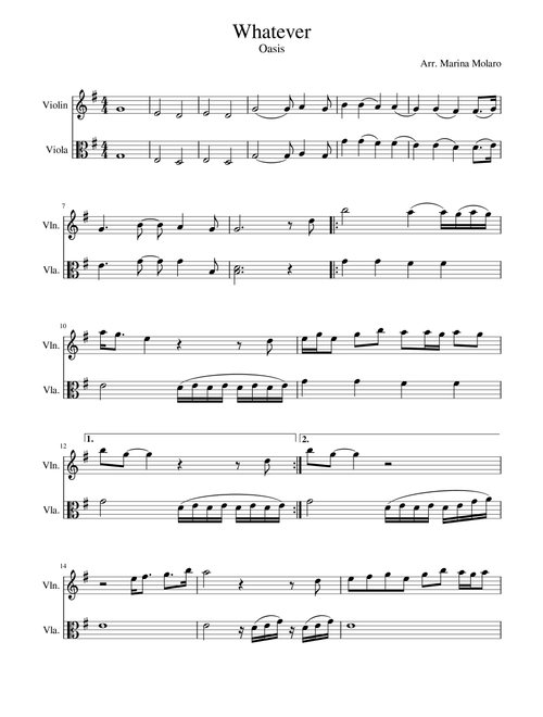 Whatever (Arr. Marina Molaro) - Oasis (Instrumental Duet)