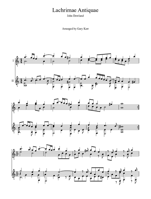 Lachrimae Antiquae for Guitar Duo, John Dowland