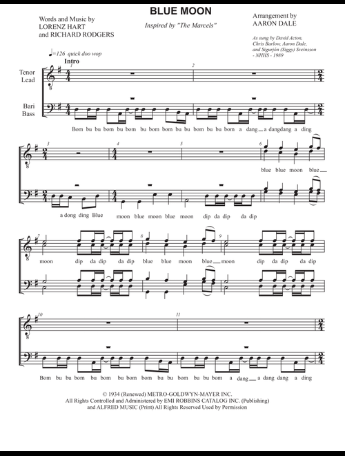 Blue Moon (Arr. Aaron Dale) - The Marcels (Choral, TTBB)