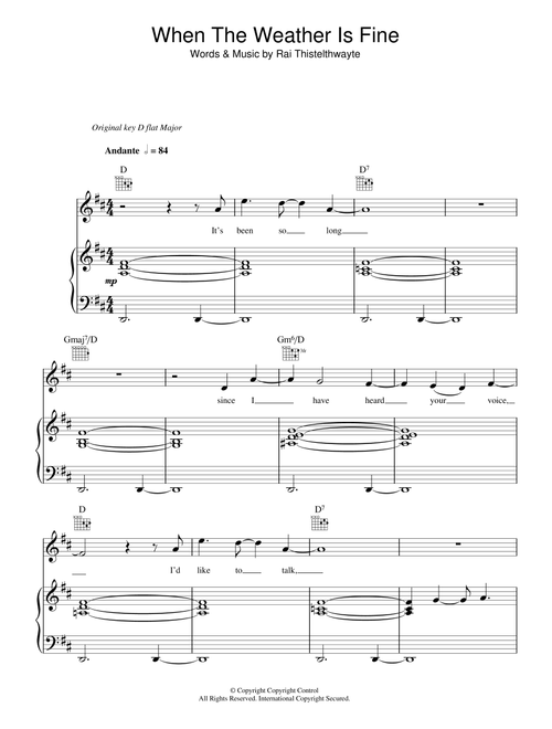 When The Weather Is Fine - Thirsty Merc (Piano-Vocal-Guitar (Piano Accompaniment))