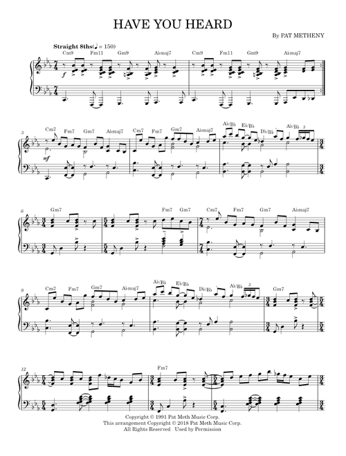 Have you heard - Pat Metheny (Piano Solo)