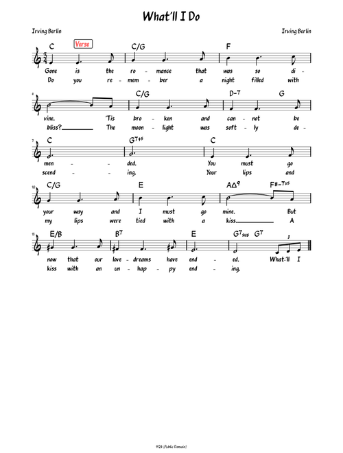 What'll I Do (Lead sheet with lyrics and verse )