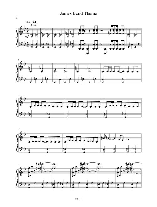 James Bond Theme PIANO SOLO (correct)