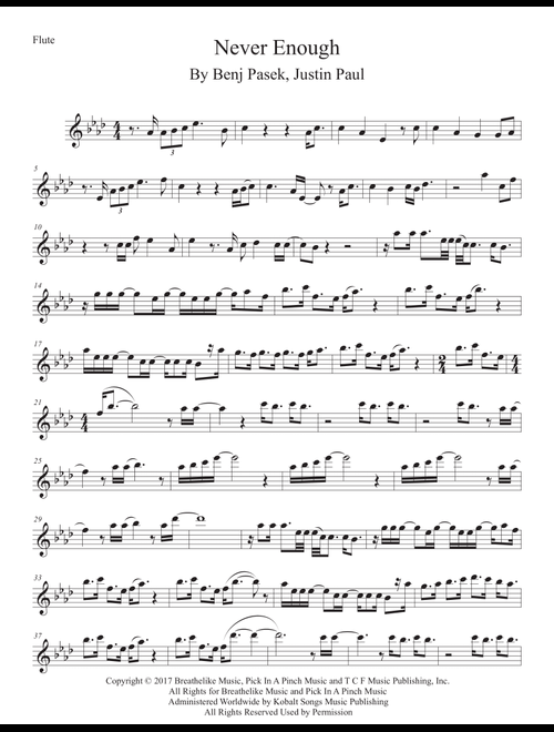 Never Enough (Arr. Kevin Busse) - Justin Paul, Benj Pasek (Flute Solo)
