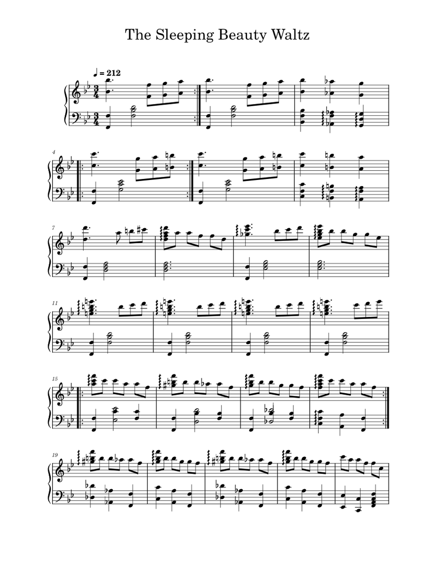 The Sleeping Beauty Waltz Op.66 Pyotr Ilyich Tchaikovsky Sheet music for Piano Solo Musescore