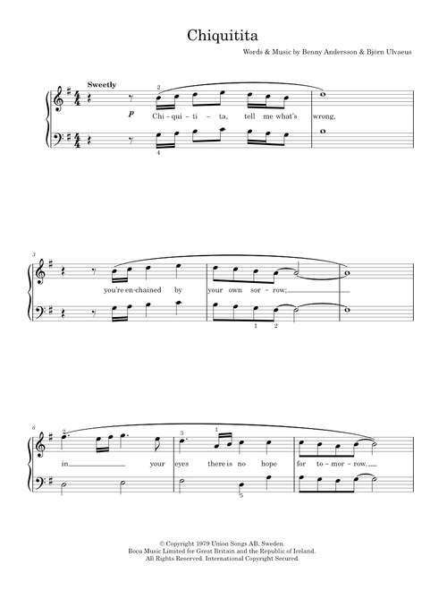 Chiquitita - ABBA (Easy Piano)