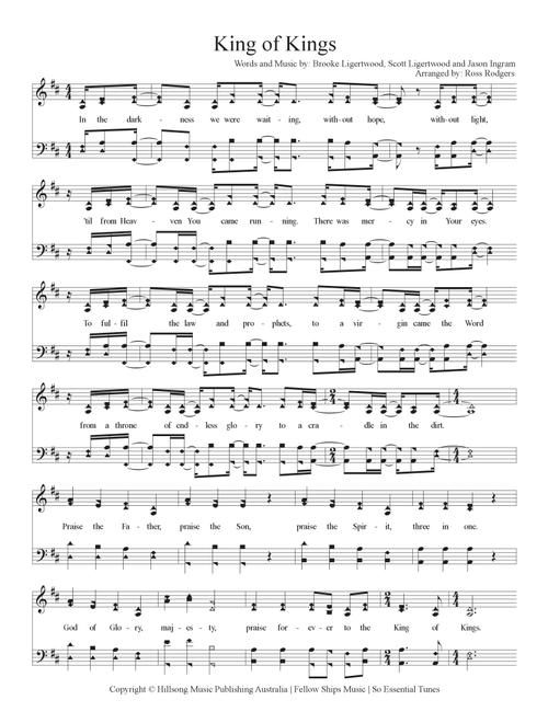King Of Kings (Arr. Ross Rodgers) - Hillsong Worship (Choral, SATB)