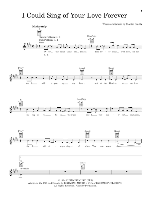 I Could Sing Of Your Love Forever - Delirious?, Passion Band (Easy Guitar)