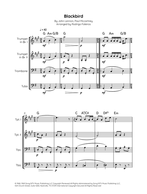 Blackbird (Arr. Rodrigo Faleiros) - The Beatles (Brass Ensemble)