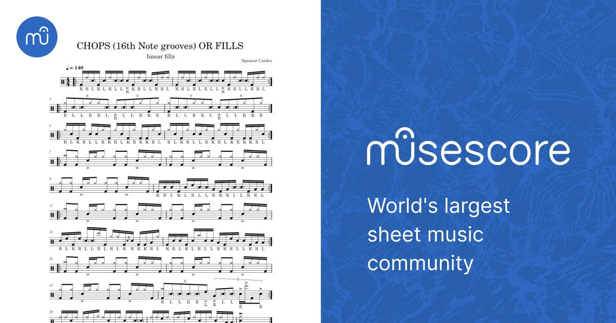 CHOPS (16th Note grooves) OR FILLS Sheet Music for Drum group (Solo ...