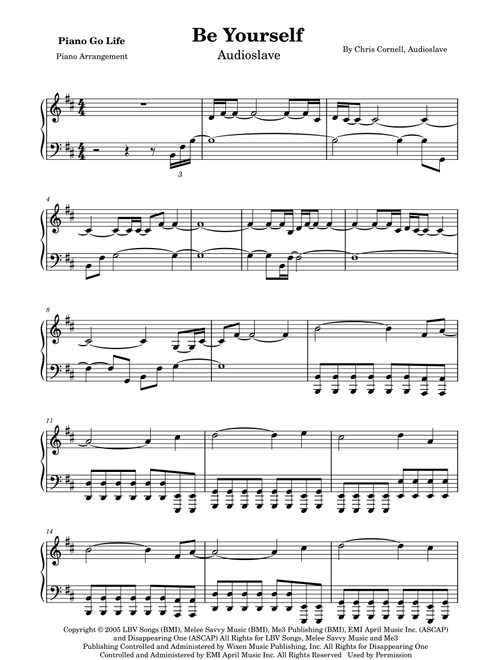 Be Yourself (Arr. Piano Go Life) - Audioslave (Piano Solo)