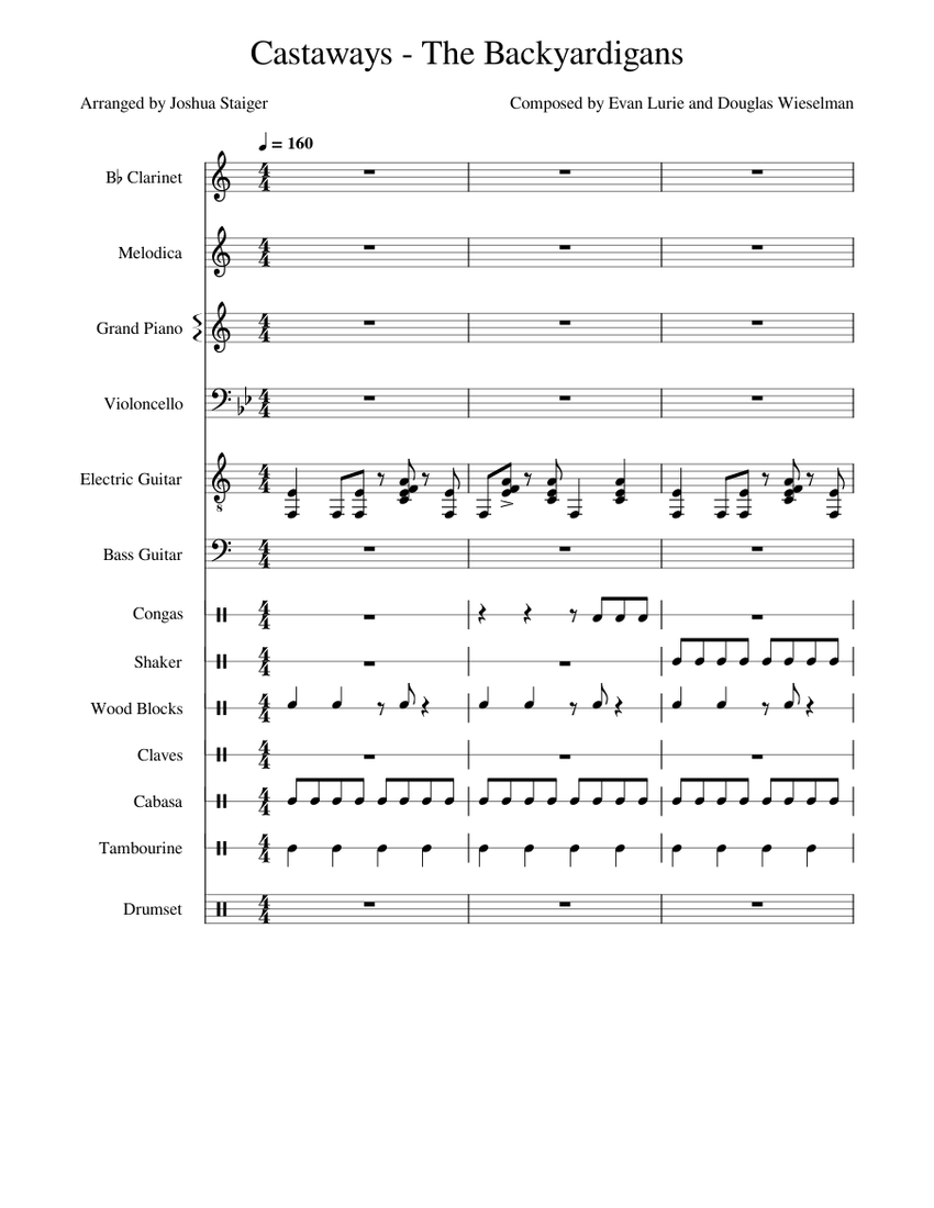 Castaways - The Backyardigans Sheet music for Piano, Tambourine ...