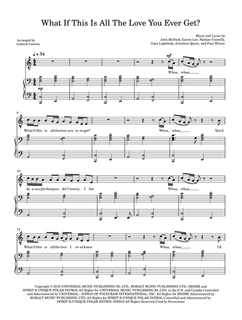What If This Is All The Love You Ever Get? (Arr. Gabriel Lawson) - Snow Patrol (Piano Vocal)