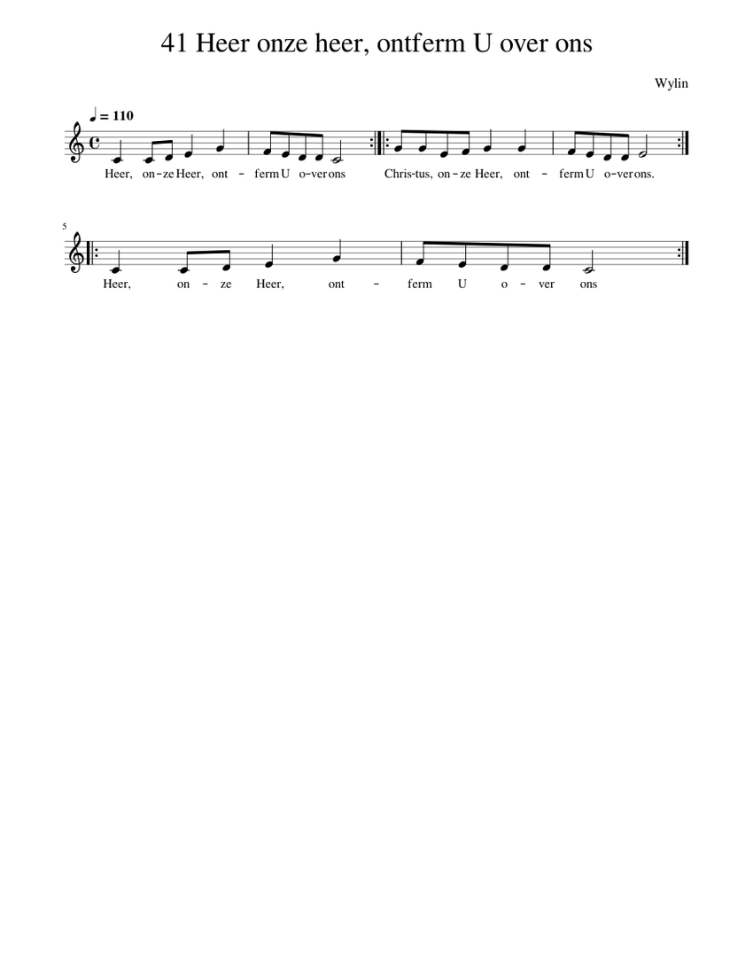 41 Heer onze heer, ontferm U over ons Sheet music for Piano (Solo) 41 Heer onze heer, ontferm U over ons Sheet music for Piano (Solo)