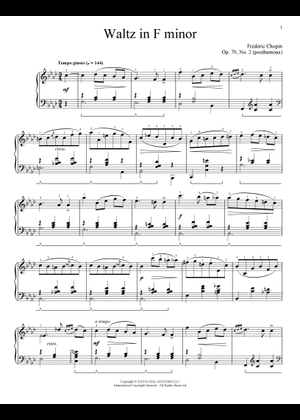 Play Official version of Waltz in F minor Op.70 No.2 Sheet Music