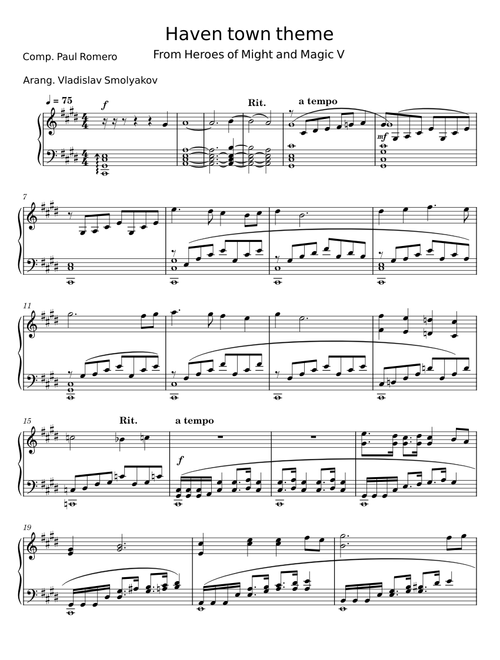 Haven town theme, from HOMM V - Paul Anthony Romero