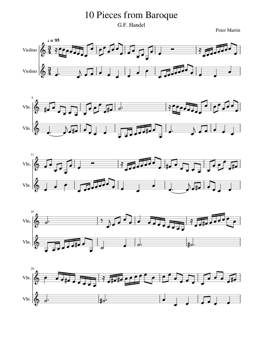 10 Pieces from Baroque Sheet Music for Violin (String Duet) | MuseScore.com