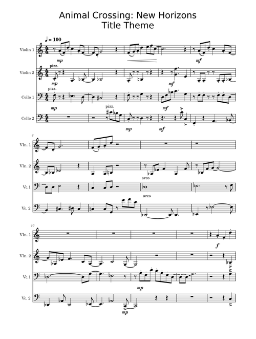 Animal Crossing: New Horizons - Main Theme – Kazumi Totaka ACNH Title Theme 2vln2cello