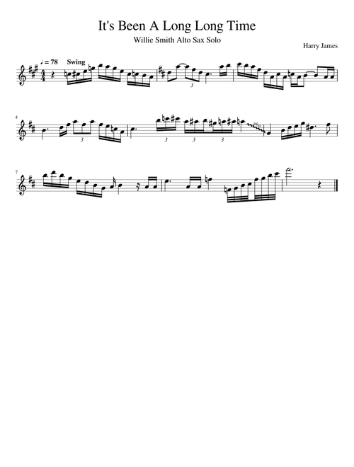 It's Been A Long Long Time Alto Solo