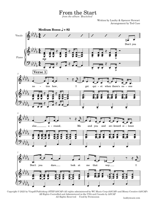 From The Start – Laufey 'Bewitched' (Official Piano-Voice Sheet)