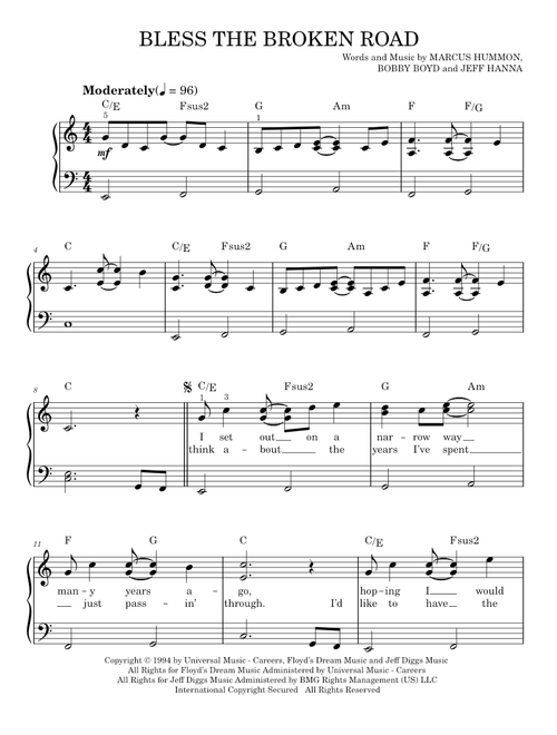 Bless The Broken Road - Hannah Montana Movie, Rascal Flatts (Easy Piano)