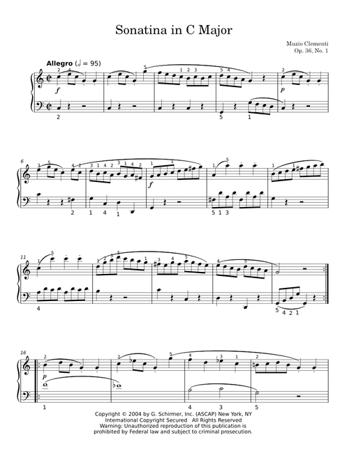 Sonatina in C major Op. 36 No. 1 - Muzio Clementi (Piano Solo)
