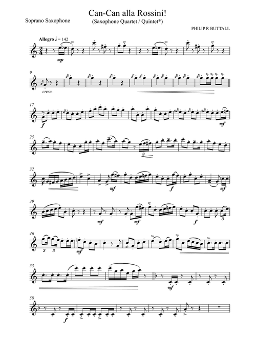 Can-Can alla Rossini (Saxophone Quartet / Quintet) - Set of Parts [x4 / 5] - Philip R Buttall (Woodwind Ensemble)