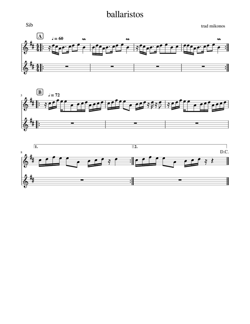 ballaristos dance greek Sheet music for Saxophone tenor (Woodwind Duet